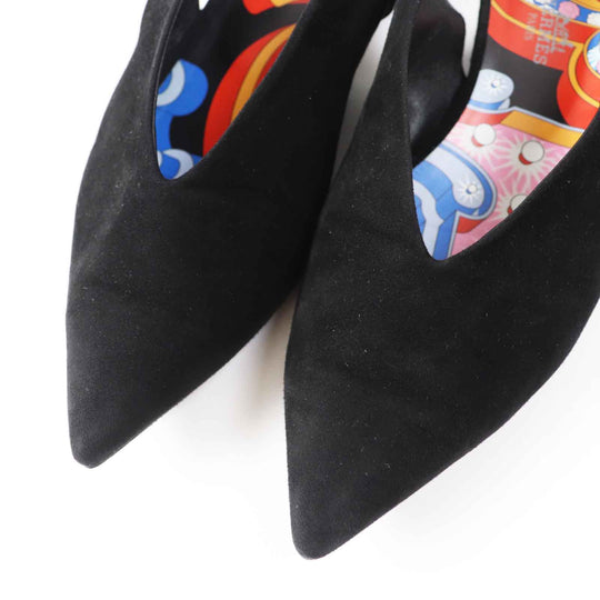 HERMES pumps 221013Z Main: Suede leather black Women 36 Used Authentic