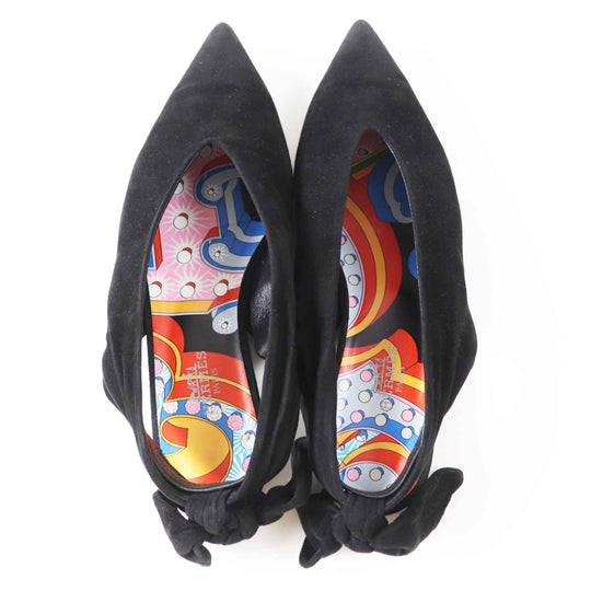 HERMES pumps 221013Z Main: Suede leather black Women 36 Used Authentic