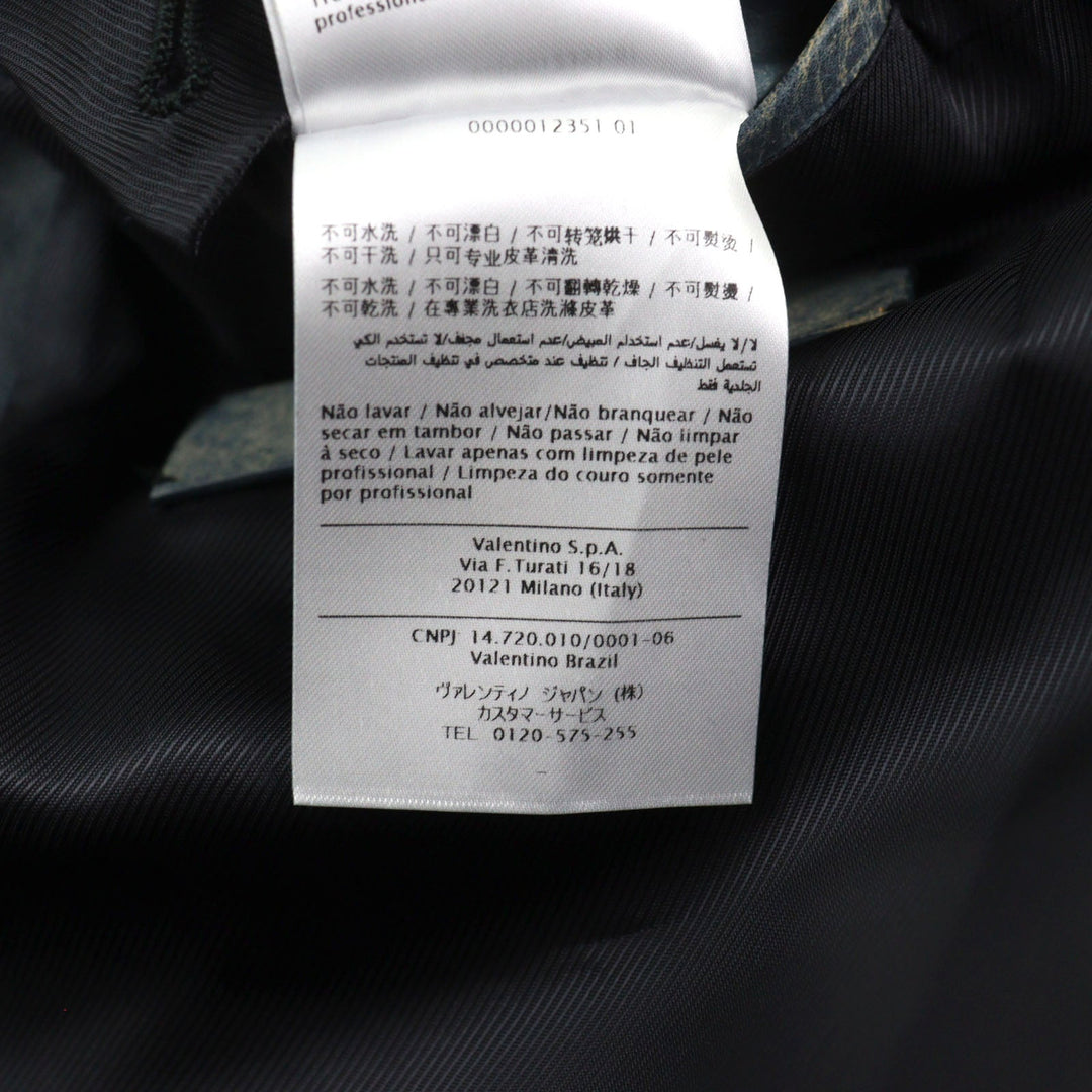 VALENTINO Leather coat NV0NB78P4MJ  Outer: Calfskin, Part: 100% Cotton, Lining: 100% Rayon Navy mens 44 Used Authentic