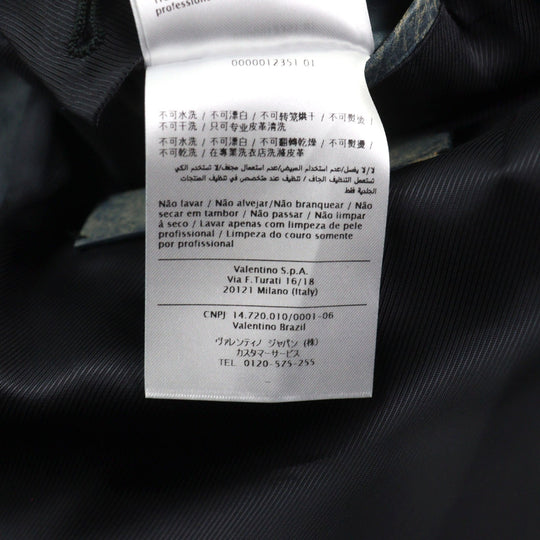 VALENTINO Leather coat NV0NB78P4MJ  Outer: Calfskin, Part: 100% Cotton, Lining: 100% Rayon Navy mens 44 Used Authentic