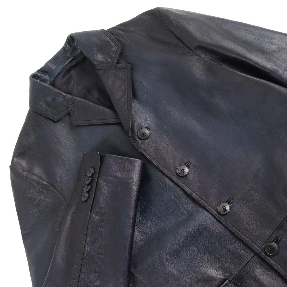 VALENTINO Leather coat NV0NB78P4MJ  Outer: Calfskin, Part: 100% Cotton, Lining: 100% Rayon Navy mens 44 Used Authentic