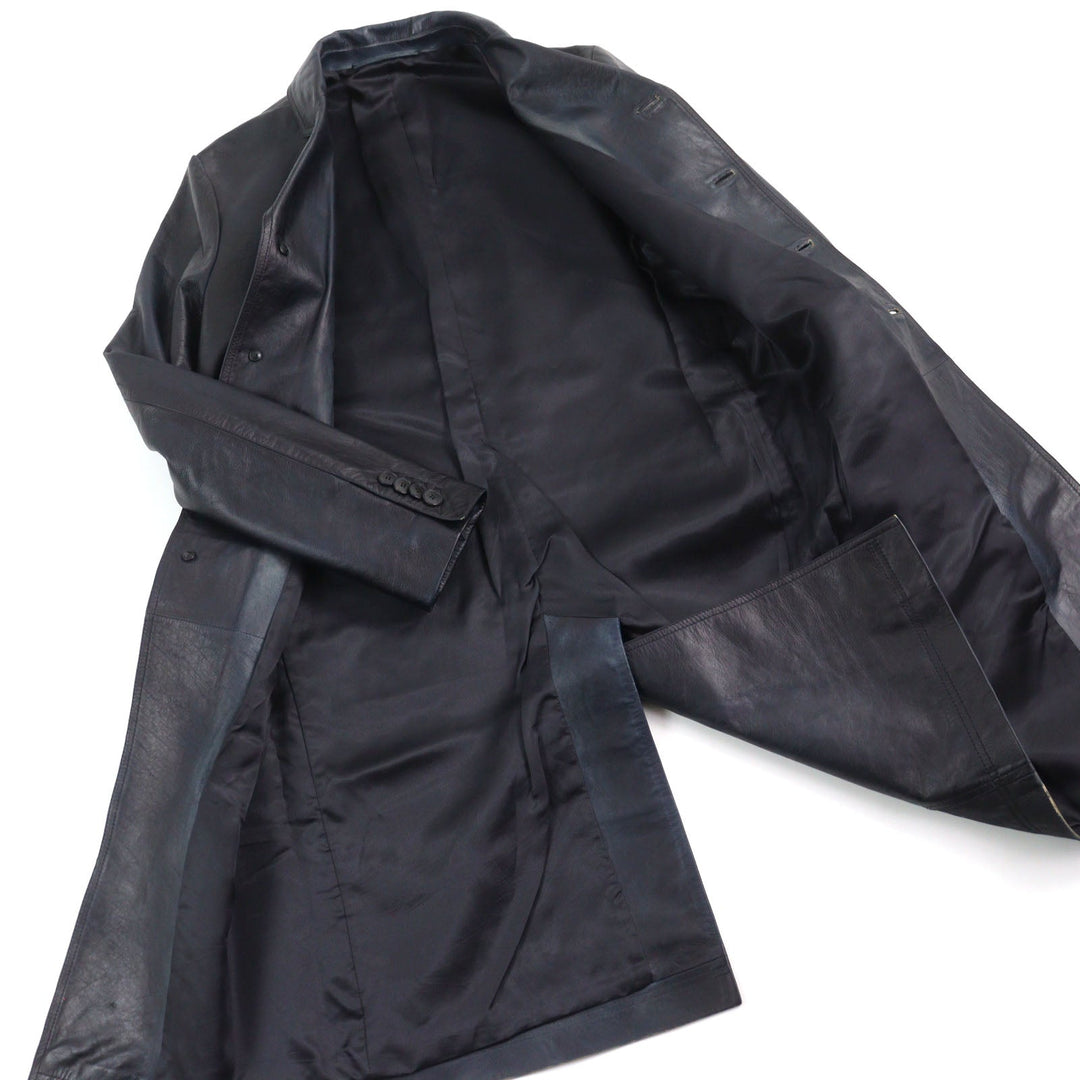 VALENTINO Leather coat NV0NB78P4MJ  Outer: Calfskin, Part: 100% Cotton, Lining: 100% Rayon Navy mens 44 Used Authentic