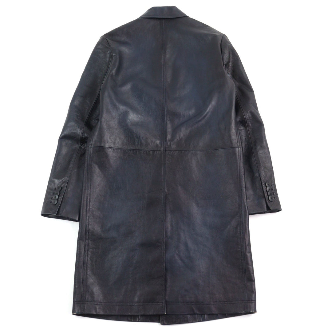 VALENTINO Leather coat NV0NB78P4MJ  Outer: Calfskin, Part: 100% Cotton, Lining: 100% Rayon Navy mens 44 Used Authentic