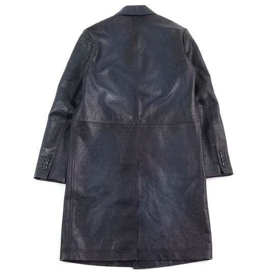 VALENTINO Leather coat NV0NB78P4MJ  Outer: Calfskin, Part: 100% Cotton, Lining: 100% Rayon Navy mens 44 Used Authentic