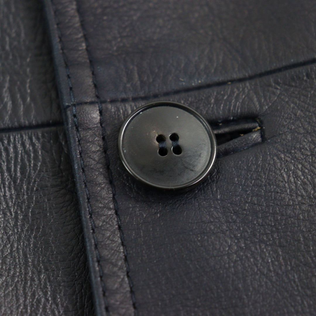 VALENTINO Leather coat NV0NB78P4MJ  Outer: Calfskin, Part: 100% Cotton, Lining: 100% Rayon Navy mens 44 Used Authentic