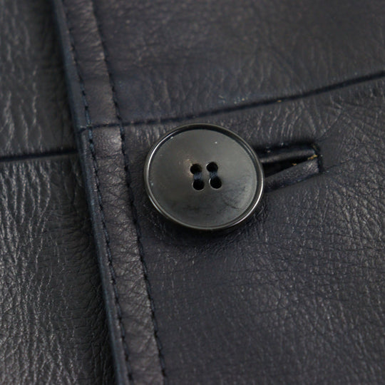 VALENTINO Leather coat NV0NB78P4MJ  Outer: Calfskin, Part: 100% Cotton, Lining: 100% Rayon Navy mens 44 Used Authentic