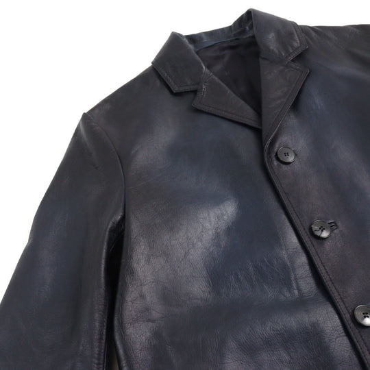 VALENTINO Leather coat NV0NB78P4MJ  Outer: Calfskin, Part: 100% Cotton, Lining: 100% Rayon Navy mens 44 Used Authentic