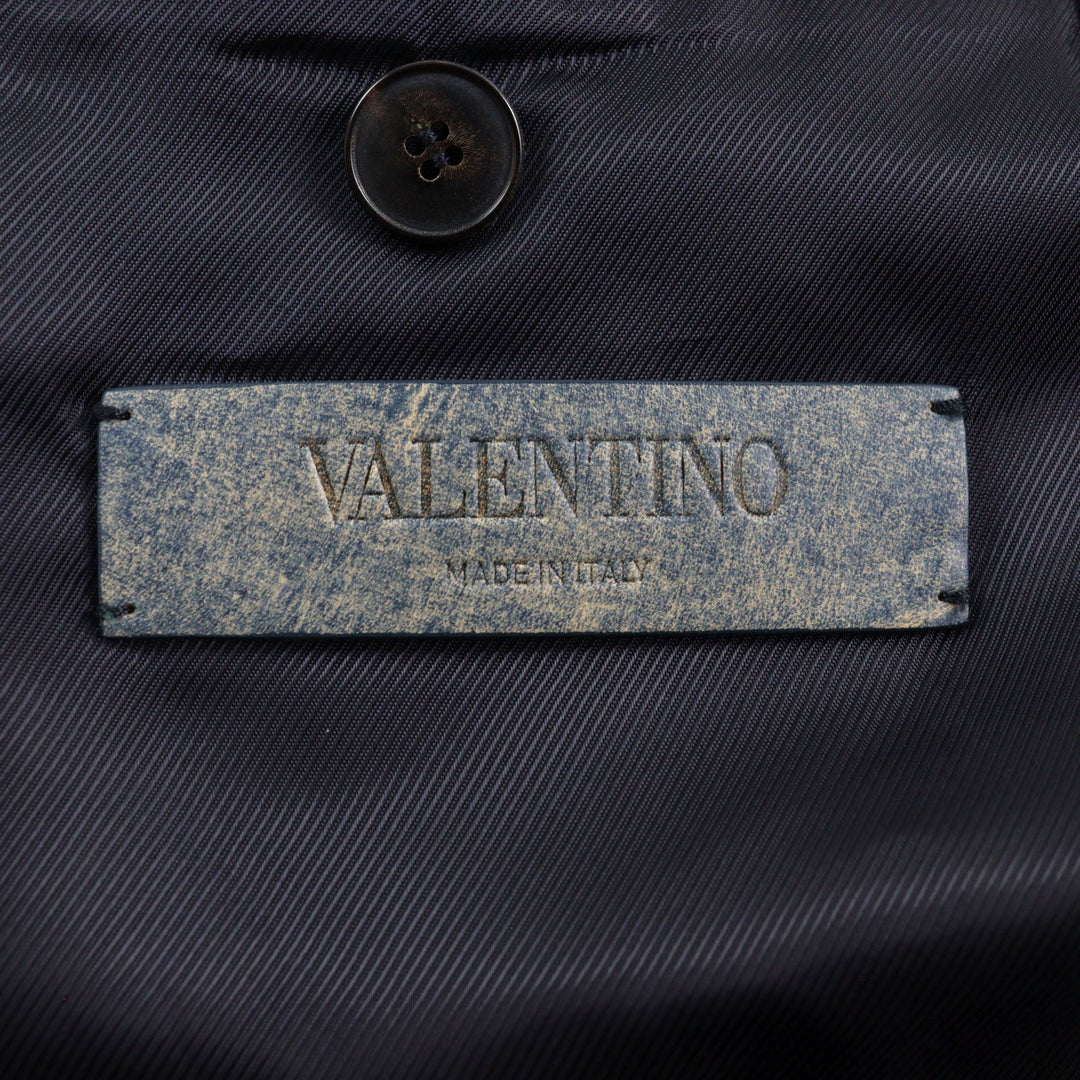 VALENTINO Leather coat NV0NB78P4MJ  Outer: Calfskin, Part: 100% Cotton, Lining: 100% Rayon Navy mens 44 Used Authentic