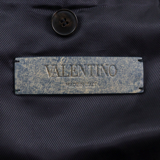 VALENTINO Leather coat NV0NB78P4MJ  Outer: Calfskin, Part: 100% Cotton, Lining: 100% Rayon Navy mens 44 Used Authentic