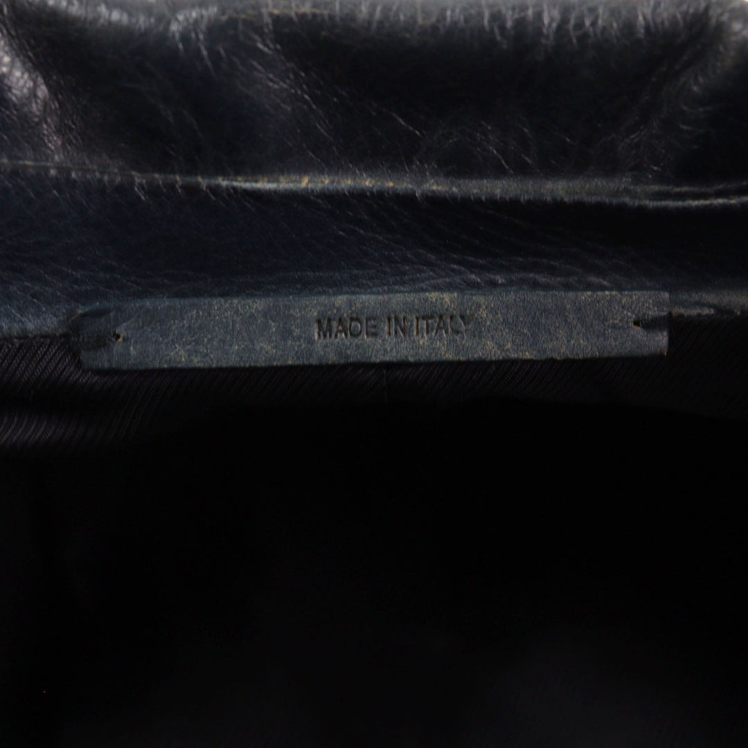 VALENTINO Leather coat NV0NB78P4MJ  Outer: Calfskin, Part: 100% Cotton, Lining: 100% Rayon Navy mens 44 Used Authentic