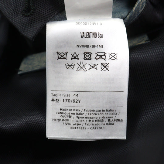 VALENTINO Leather coat NV0NB78P4MJ  Outer: Calfskin, Part: 100% Cotton, Lining: 100% Rayon Navy mens 44 Used Authentic