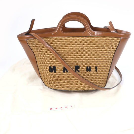 MARNI Handbag cotton Brown TROPICALIA SMALL