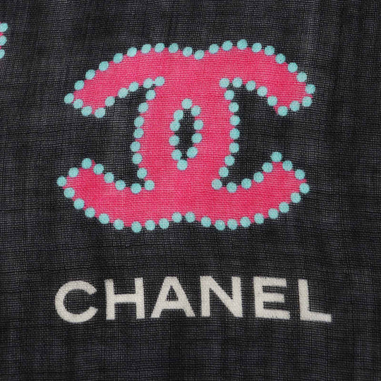 CHANEL scarf Main: 80% cashmere, Main: 20% silk Black pink Women Used Authentic