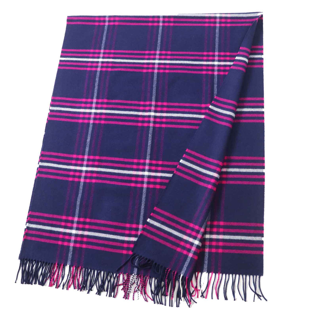 HERMES Scarf Main: 100% cashmere, Leather part: Cowhide Navy pink Women Used Authentic