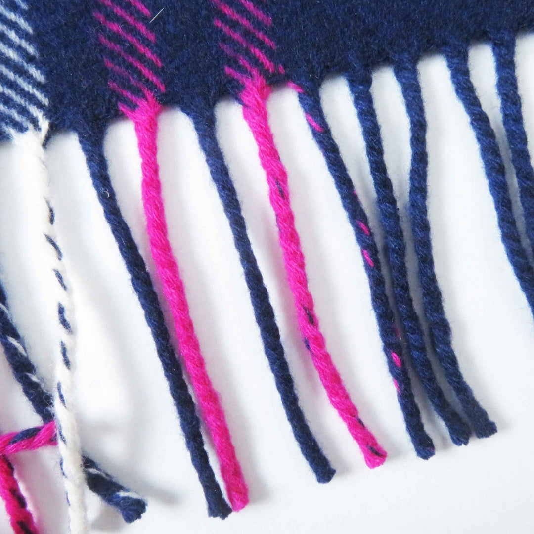 HERMES Scarf Main: 100% cashmere, Leather part: Cowhide Navy pink Women Used Authentic
