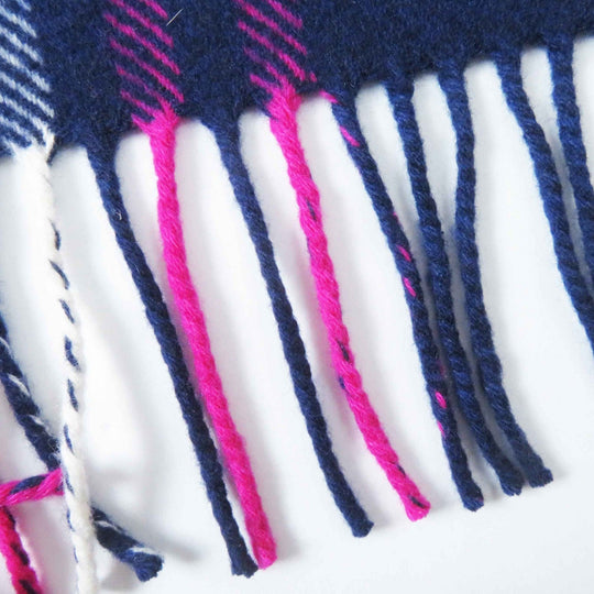 HERMES Scarf Main: 100% cashmere, Leather part: Cowhide Navy pink Women Used Authentic
