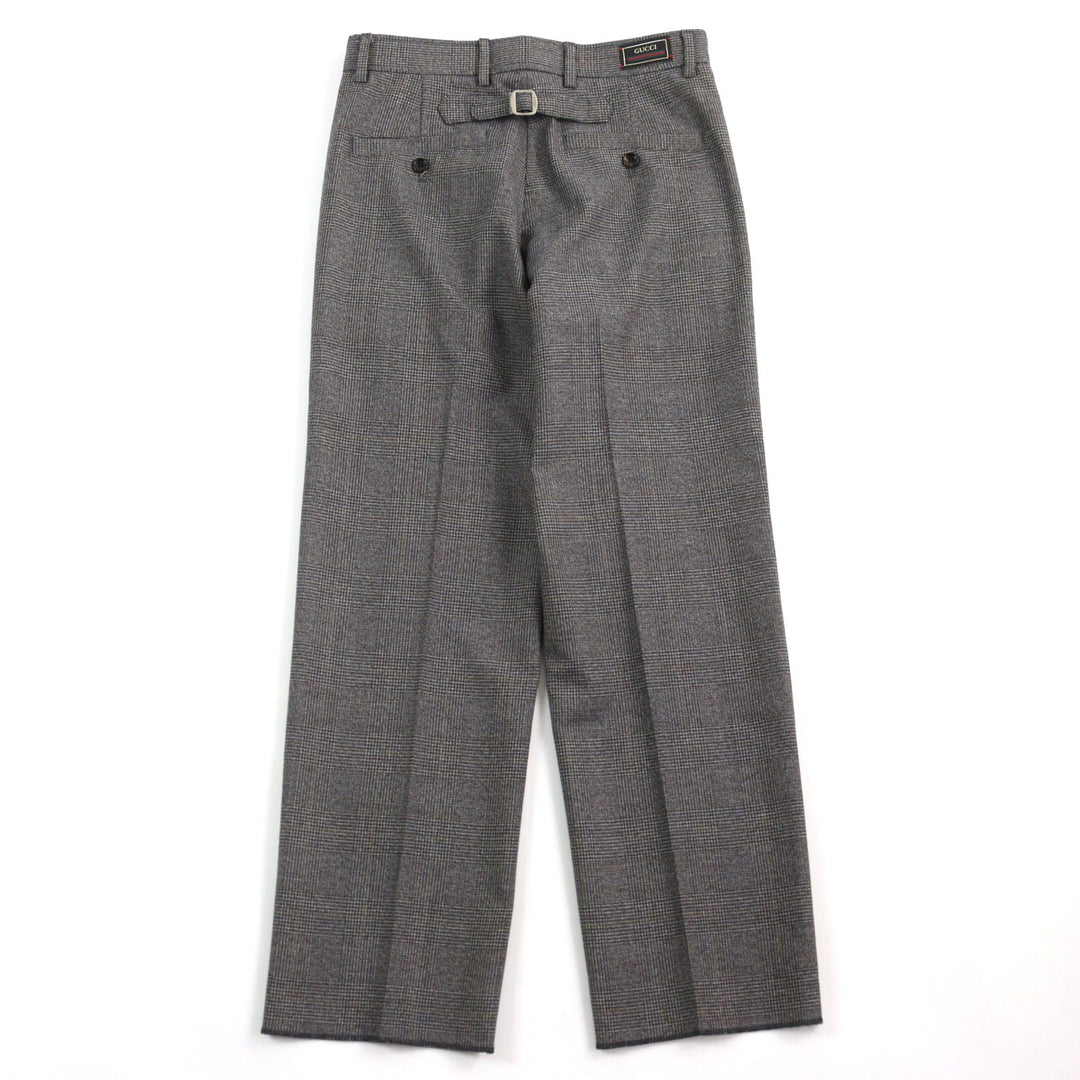 GUCCI Pants 690469 Main: 100% wool, part: 84% polyester, part: 16% metal fiber Grey Glen Check Pattern Fluid Drill mens 44 Used Authentic