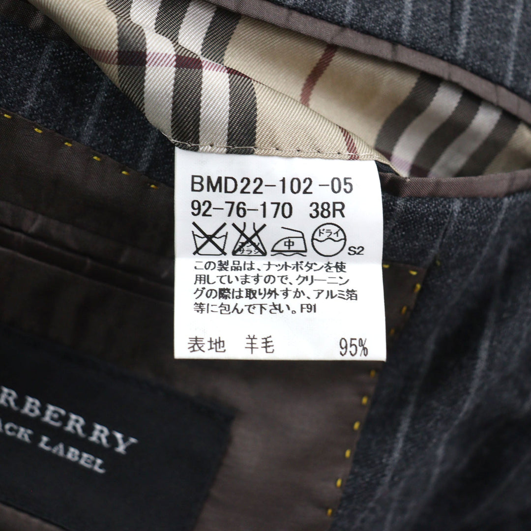 BURBERRY BLACK LABEL suit BMD22-102-05  Outer: 95% wool, Outer: 5% polyester, Lining: cupra, Lining: polyester, Sleeve lining: cupra Grey Stripe Pattern mens Used Authentic