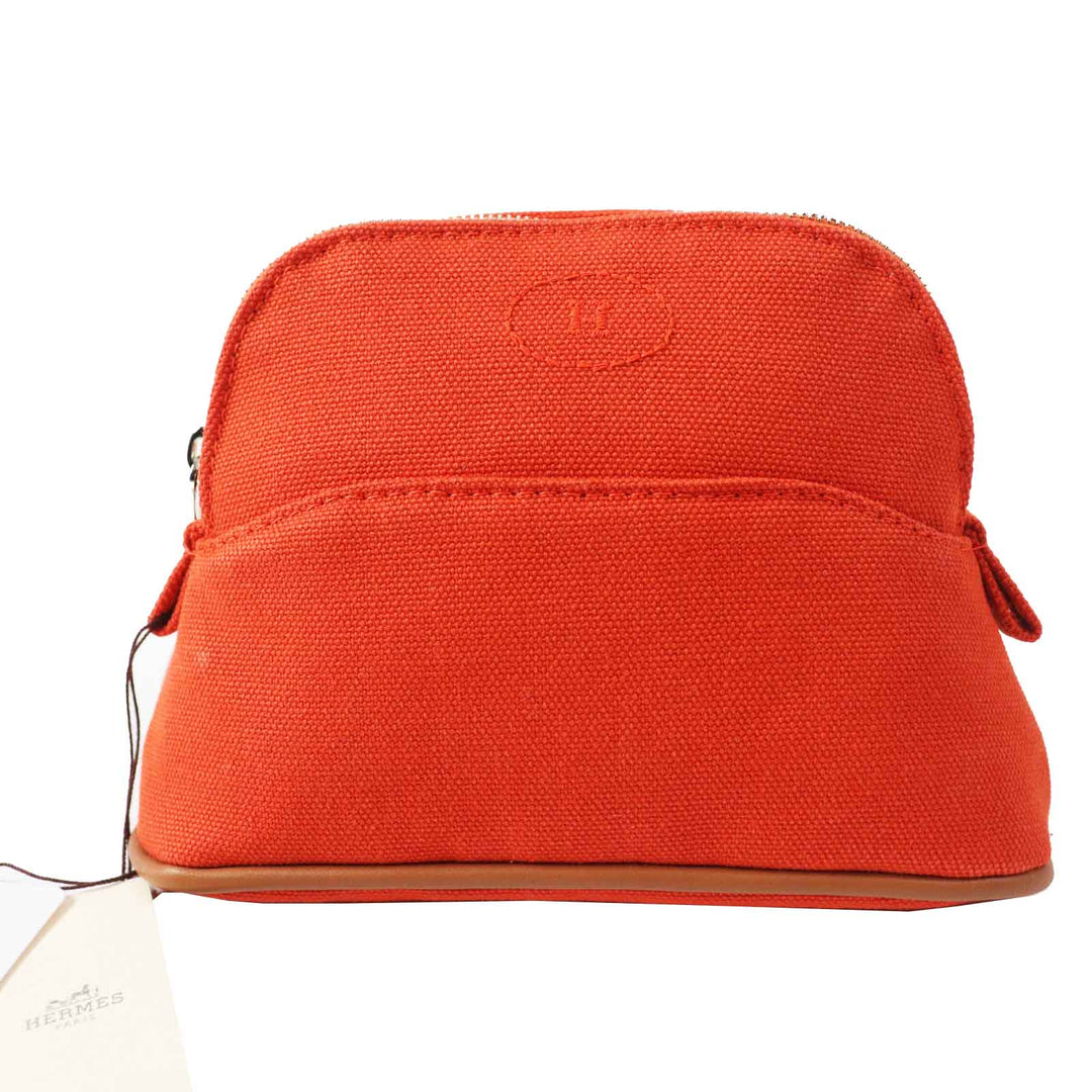 HERMES Pouch Main: Cotton, Part: Leather, Lining: Polyurethane, Lining: Cotton, Lining: Polyamide Orange Bolide Pouch Mini Women Used Authentic