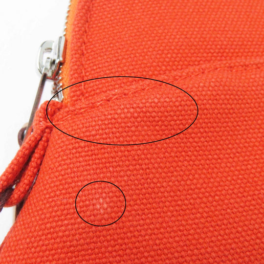 HERMES Pouch Main: Cotton, Part: Leather, Lining: Polyurethane, Lining: Cotton, Lining: Polyamide Orange Bolide Pouch Mini Women Used Authentic
