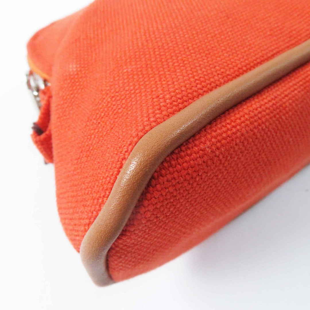 HERMES Pouch Main: Cotton, Part: Leather, Lining: Polyurethane, Lining: Cotton, Lining: Polyamide Orange Bolide Pouch Mini Women Used Authentic
