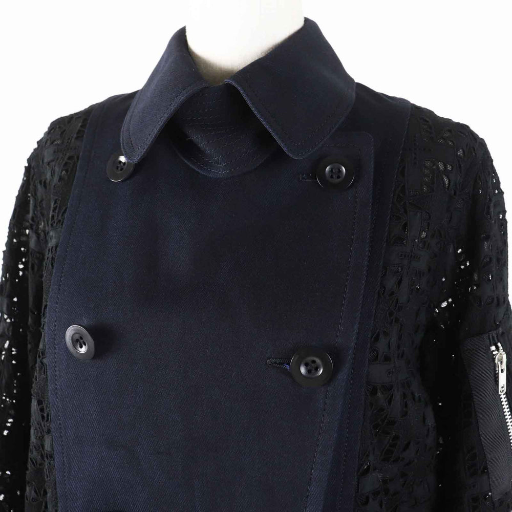 Sacai Jacket 16-02428 Outer: 100% cotton, part: 50% cotton, part: 50% polyester, part: 100% polyester, part: 100% cupra Navy black Paisley Cut Work Jacket Women 1 Used Authentic
