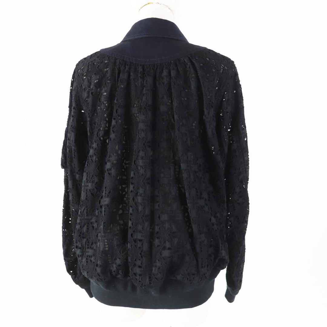 Sacai Jacket 16-02428 Outer: 100% cotton, part: 50% cotton, part: 50% polyester, part: 100% polyester, part: 100% cupra Navy black Paisley Cut Work Jacket Women 1 Used Authentic