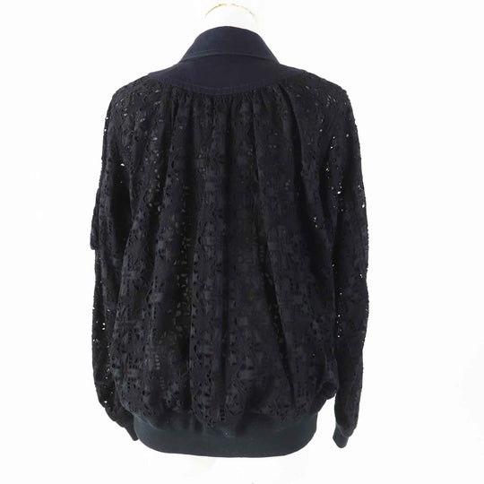 Sacai Jacket 16-02428 Outer: 100% cotton, part: 50% cotton, part: 50% polyester, part: 100% polyester, part: 100% cupra Navy black Paisley Cut Work Jacket Women 1 Used Authentic
