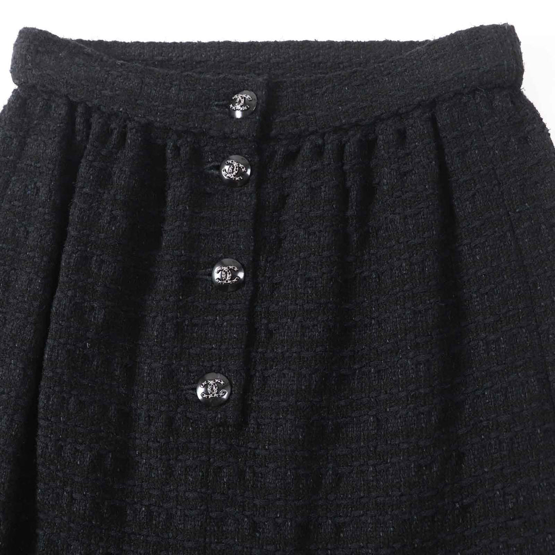 CHANEL skirt 21C P70024 Outer: 35% cotton, Outer: 25% viscose, Outer: 22% acrylic, Outer: 18% polyamide, Lining: 100% silk black Women 36 Used Authentic