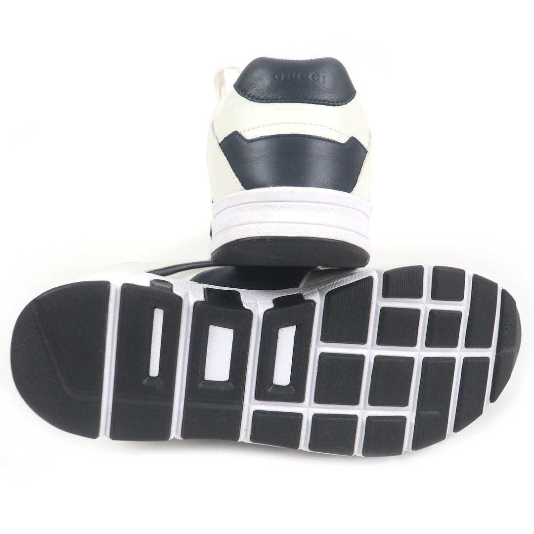 GUCCI Low cut sneakers 426184 Main: Leather Navy white mens 8 1/2 Used Authentic