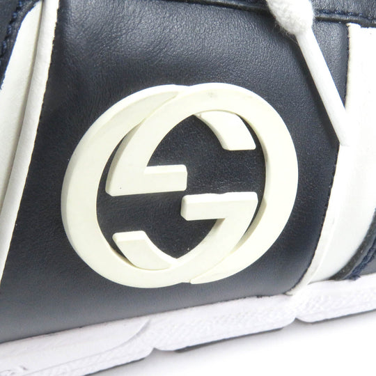GUCCI Low cut sneakers 426184 Main: Leather Navy white mens 8 1/2 Used Authentic