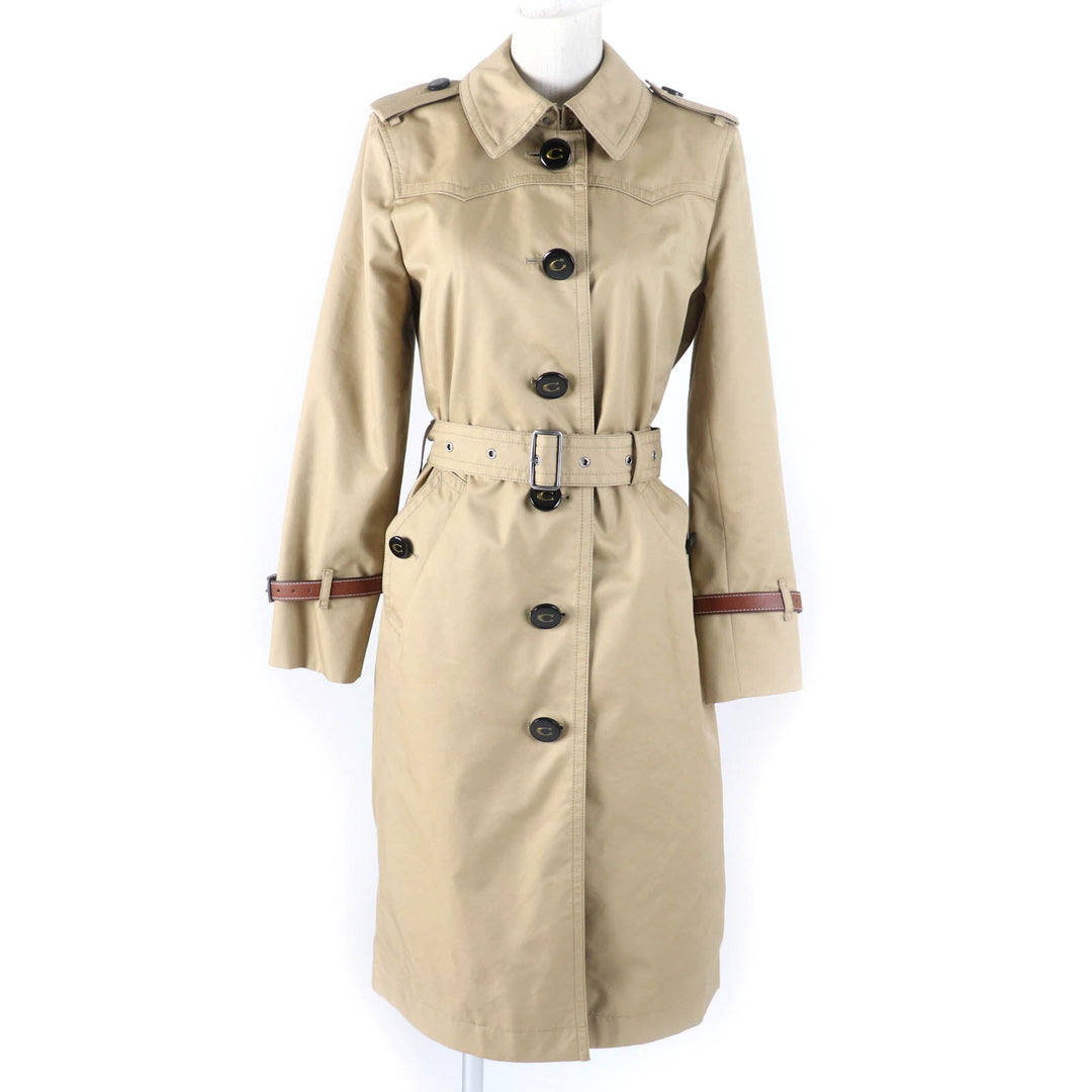 COACH trench coat 91623 Main: 68% cotton, Main: 32% polyester, Part: 67% cotton, Part: 33% polyester, Lining: 100% polyester beige Women SP Used Authentic