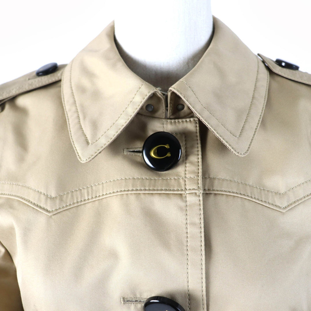 COACH trench coat 91623 Main: 68% cotton, Main: 32% polyester, Part: 67% cotton, Part: 33% polyester, Lining: 100% polyester beige Women SP Used Authentic