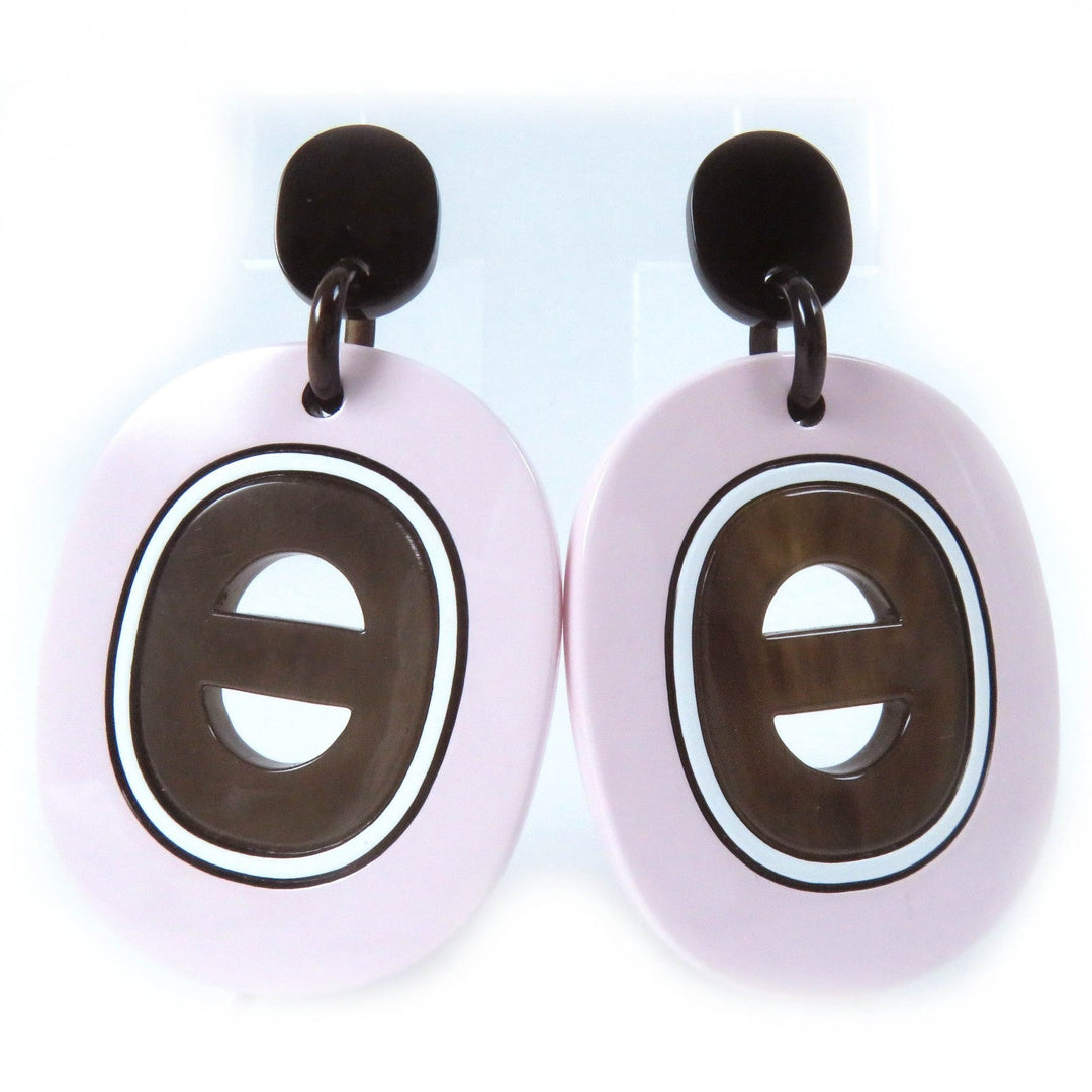 HERMES Pierce Main: Buffalo horn Pink Brown Black Fidelio Village PM Women Used Authentic