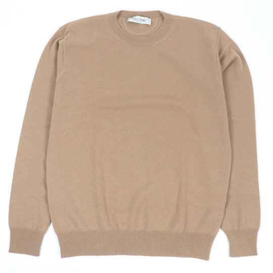 VALENTINO sweater Main: 100% cashmere beige mens M Used Authentic