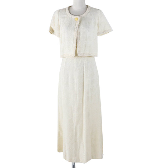 CHANEL setup 99P P12788 Outer material: 43% cotton, Outer material: 42% rayon, Outer material: 13% wool, Outer material: 2% polyamide (nylon), Part: 100% wool Ivory Women 36 Used Authentic