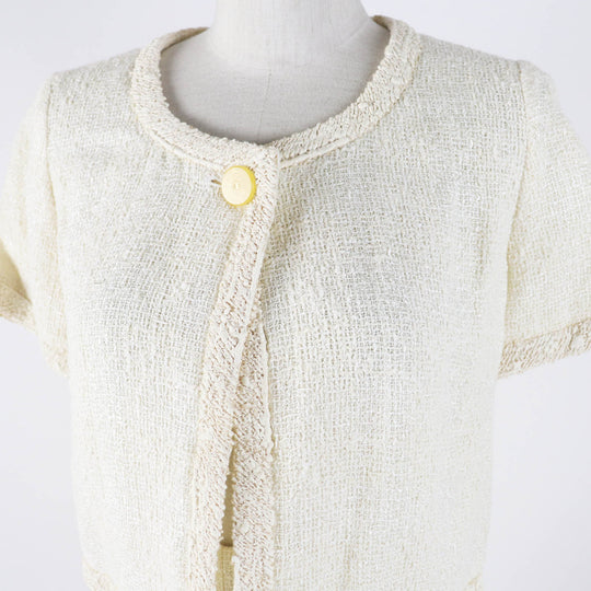 CHANEL setup 99P P12788 Outer material: 43% cotton, Outer material: 42% rayon, Outer material: 13% wool, Outer material: 2% polyamide (nylon), Part: 100% wool Ivory Women 36 Used Authentic