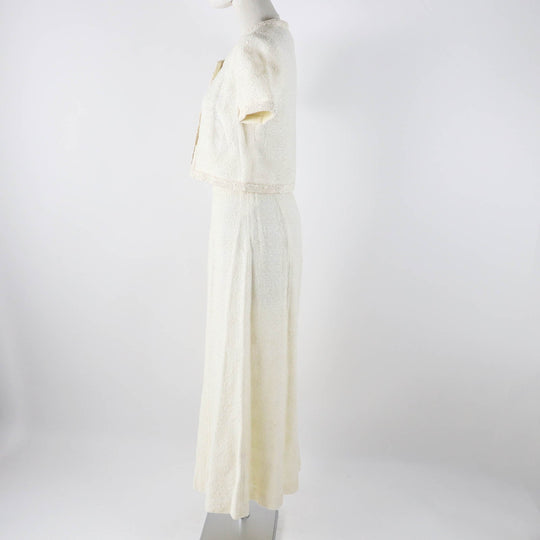 CHANEL setup 99P P12788 Outer material: 43% cotton, Outer material: 42% rayon, Outer material: 13% wool, Outer material: 2% polyamide (nylon), Part: 100% wool Ivory Women 36 Used Authentic