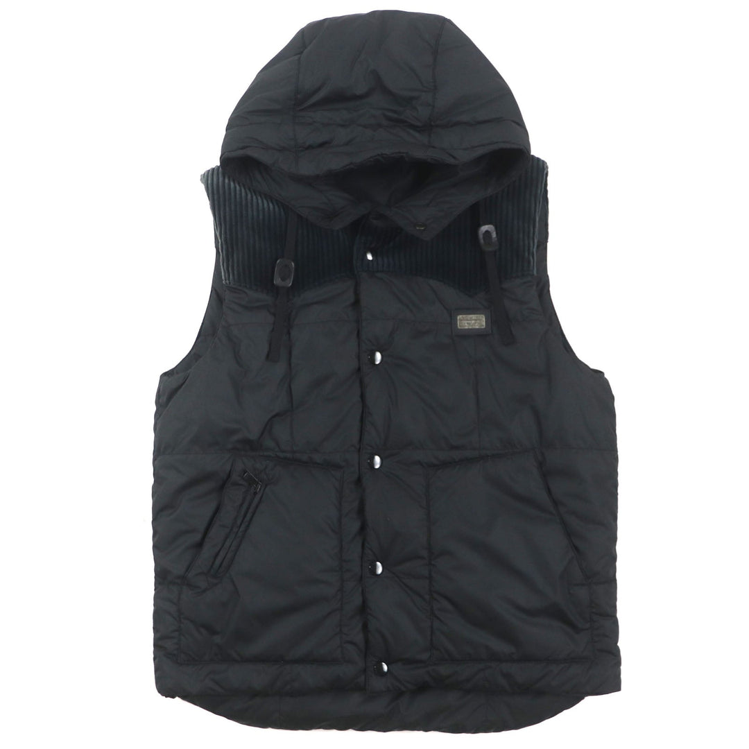 DOLCE&GABBANA Vest Outer: 53% nylon, Outer: 37% polyester, Outer: 10% cotton, Lining: 58% nylon, Lining: 42% polyester black mens 46 Used Authentic