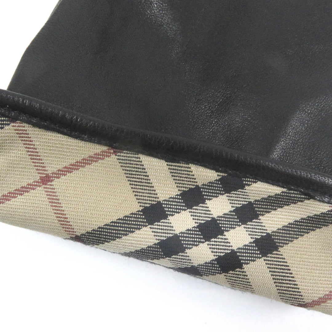 BURBERRY LONDON gloves Main: Lamb leather black Horse logo embossed Nova check on the back mens Used Authentic