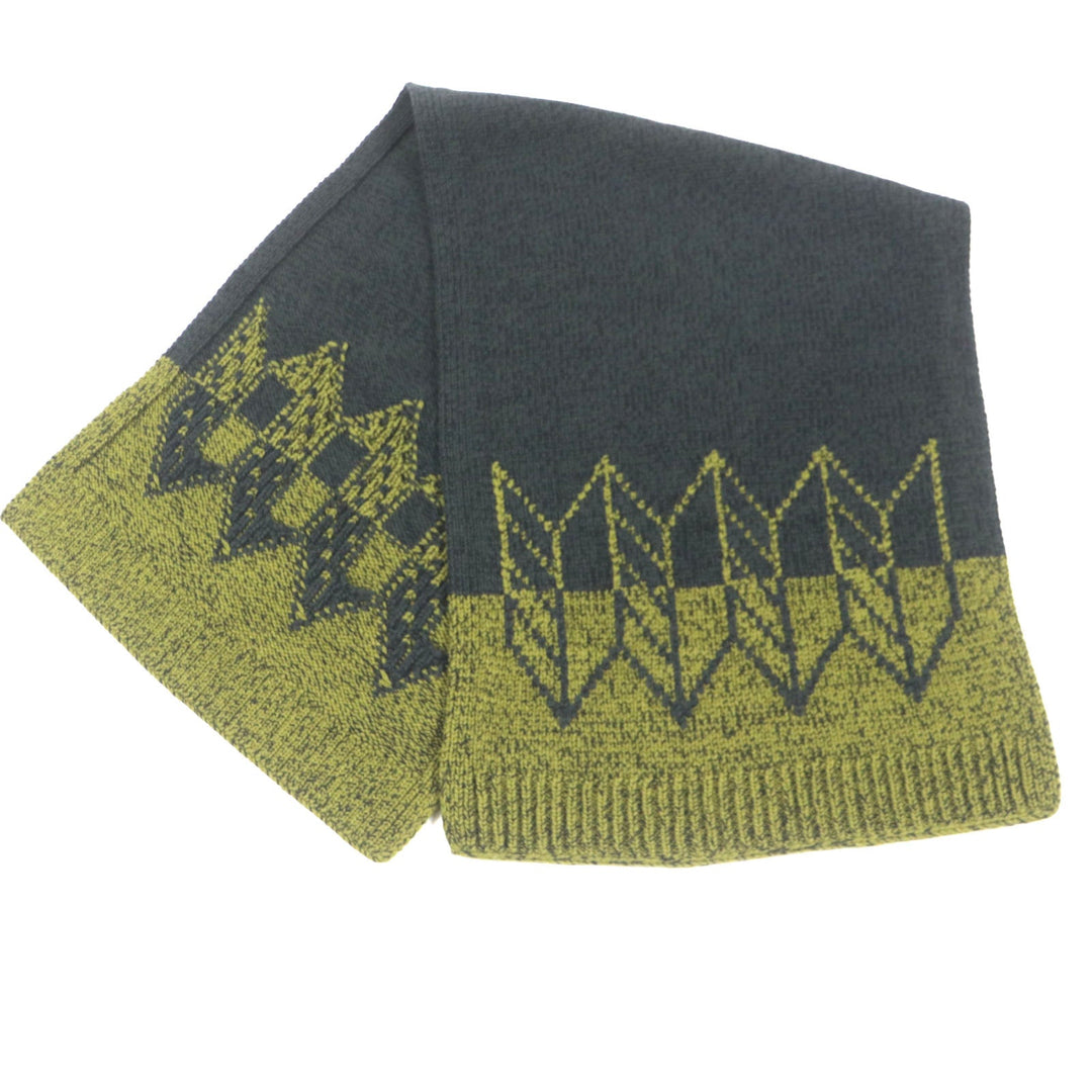 HERMES Scarf Main: 70% wool, Main: 30% cashmere Green Dark Gray mens Used Authentic