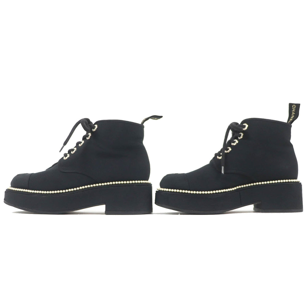 CHANEL short boots G35367 fabric black Women 37 C Used Authentic