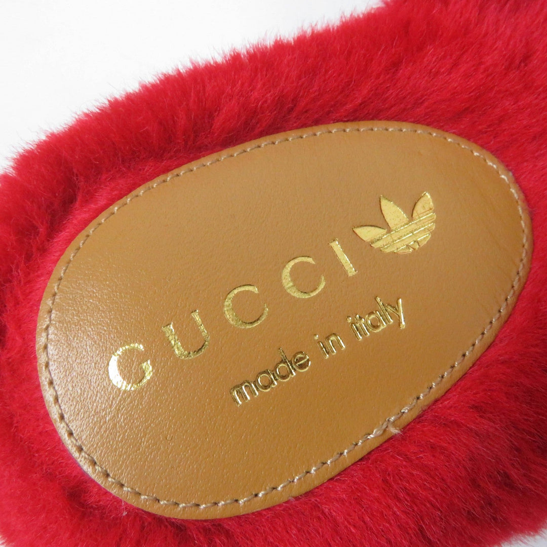 GUCCI Mule 722442 Fur, Leather Red Women 37 Used Authentic