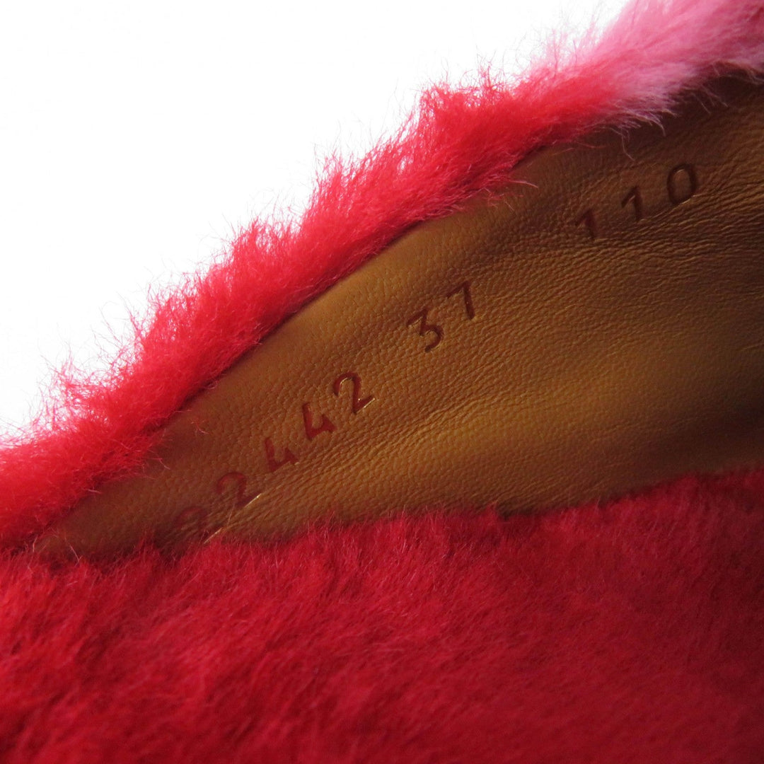 GUCCI Mule 722442 Fur, Leather Red Women 37 Used Authentic