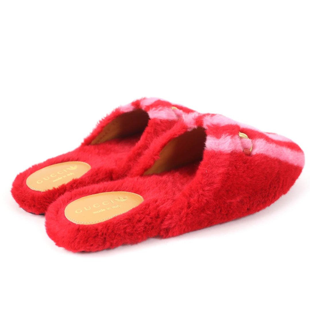 GUCCI Mule 722442 Fur, Leather Red Women 37 Used Authentic