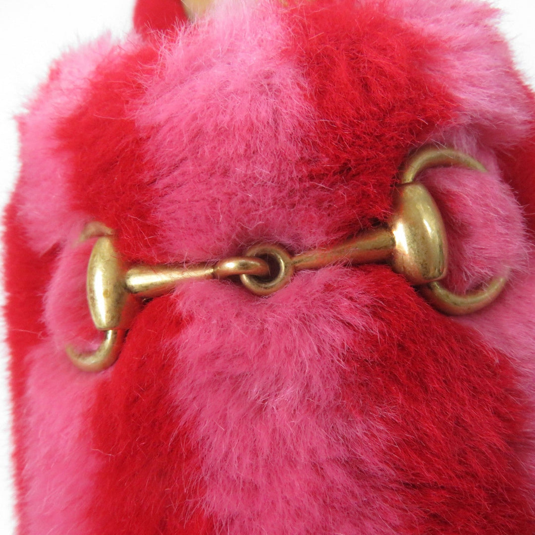 GUCCI Mule 722442 Fur, Leather Red Women 37 Used Authentic