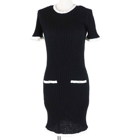 CHANEL one piece P72078 Outer: 100% cotton, part: 80% cotton, part: 16% polyamide, part: 4% elastane, part: 100% silk Black White Women 36 Used Authentic