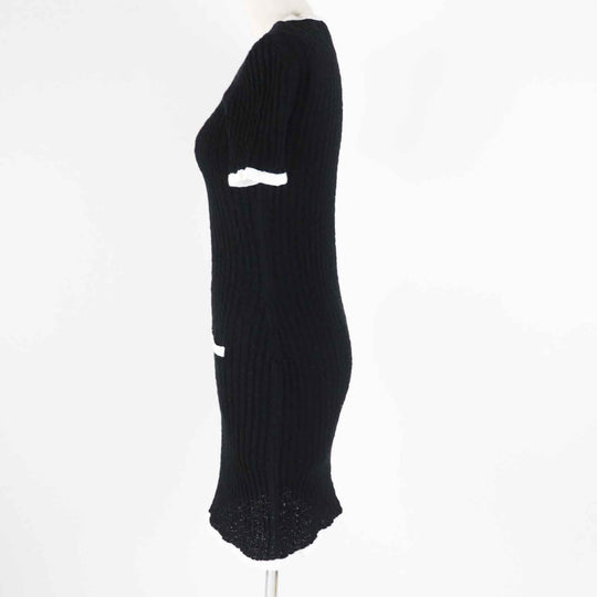 CHANEL one piece P72078 Outer: 100% cotton, part: 80% cotton, part: 16% polyamide, part: 4% elastane, part: 100% silk Black White Women 36 Used Authentic