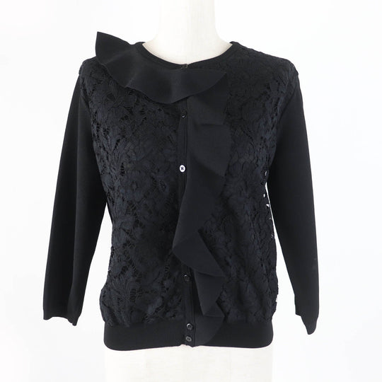 VALENTINO cardigan QB2KA01443K Main: 83% rayon, Main: 17% polyester, Part: 41% cotton, Part: 39% rayon, Part: 20% nylon black Women M Used Authentic