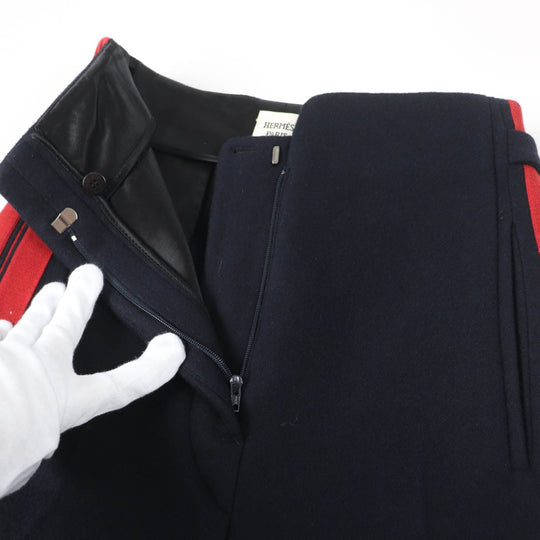 HERMES Pants Main: 100% cashmere, Part: 100% wool Dark navy Women 34 Used Authentic